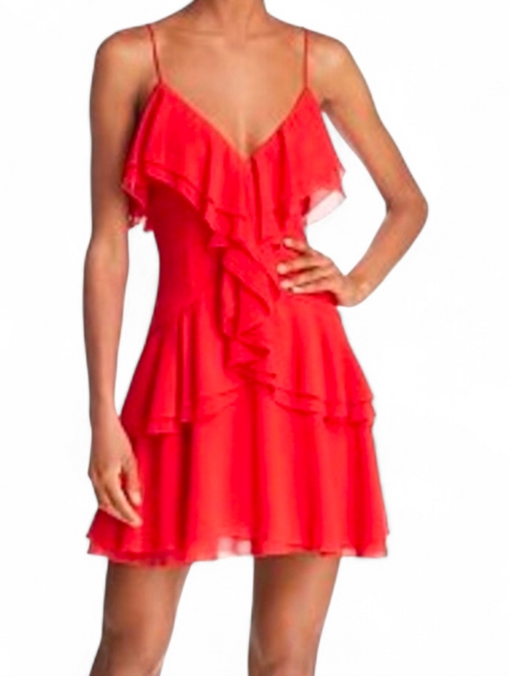 C/MEO COLLECTIVE Red Elude Ruffle Mini Dress - Medium